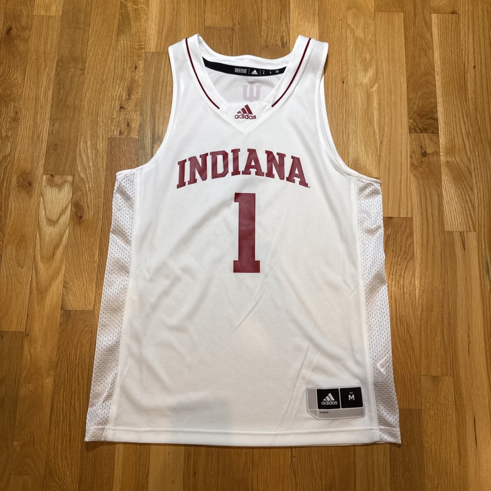 New Indiana Hoosiers Basketball White Home Adidas Swingman Jersey #1 Men's Med